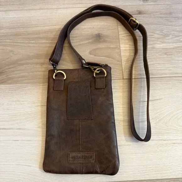 Vera‎ Pelle Leather Crossbody Bag/Wallet Brown Italy - Picture 4 of 7